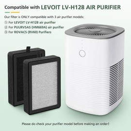 6 Pack LV-H128 Replacement Filter Compatible with LEVOIT LV-H128 / PUURVSAS (HM669A) / ROVACS (RV60) Purifiers, 3-in1 HEPA Filter, Activated Carbon Filter and Pre-Filter