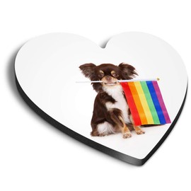 1 x Heart MDF Magnets - Gay Flag Chihuahua Puppy Dog 21339