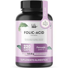 LIFE 360+ Folic Acid Collagen | 220 cápsulas | 1462mg por porción