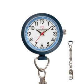 Matsuyoshi Nurse Watch, Navy, Glow-in-the-Dark, Clip-on, Easy-to-Read Dial, Medical, Nursing, Nurse Watch, Hospital Watch, Silver, Portable, Pocket Watch