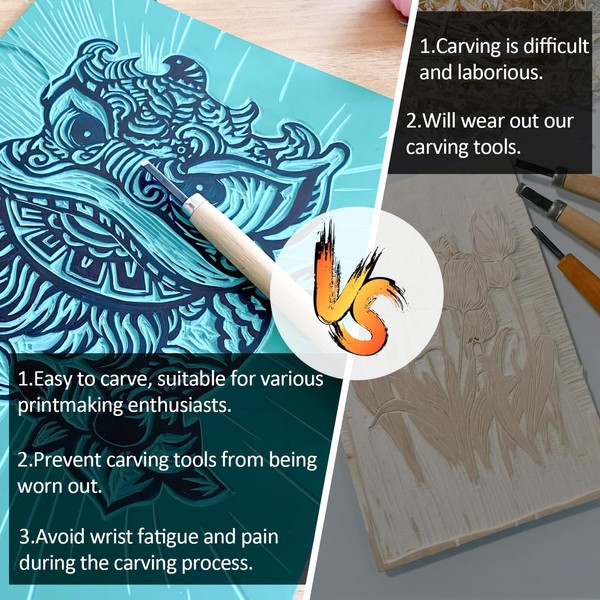 JINUPHION Linoleum Blocks for Printmaking, Soft Linocut Block Printmaking Supplies,