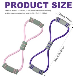 Embhlitfe 2 Pcs 8-Shaped Resistance Bands with Handles, Fitness Band for Arm and Shoulder Stretch, Chest Expander, Rope 8 Stretch Yoga Exercise Band for Women and Men Muscle Training