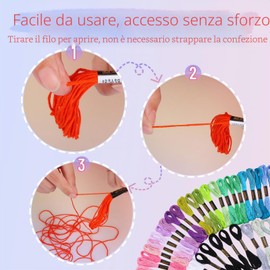 VynyQoo 52 Colori 8 m (6 Fili) Filo Da Ricamo, 60Pezzi Ricamo Punto Croce, Fili Punto Croce Per Braccialetti Dell'Amicizia, Adatto a Progetti di Fai-da-te e Cucito, Ideale per Adulti e Principianti