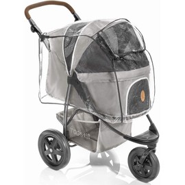 Rain Cover for Dog Pram for medium and large dogs - Dog Stroller Rain Cover with Rear Side Entry, Ventilation Holes and Peek a Boo Window - Transparent