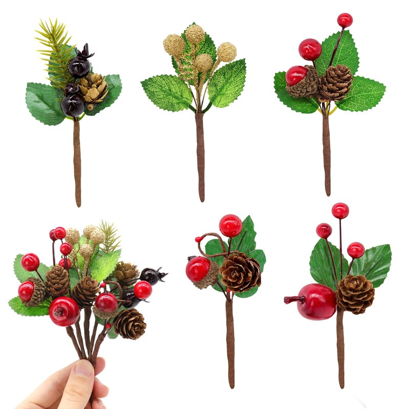 Shining She 20PCS Christmas Artificial Pine Cones, Mini Stimulation Red