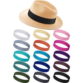 Liitrsh 15 Pcs Hat Band Stretchable Hat Band Ribbon Panama Hat Band Western Cowboy Hat Band Women Men Straw Hat Accessories (Light Colors)