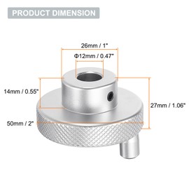 sourcing map Aluminum Alloy Handwheel 50mm OD 12mm Bore Lathe Hand Wheel with Rotate Handle Aluminum Milling Machine Handle with Wrench and 2pcs Screws for Milling Machine Lathe, Silver Tone