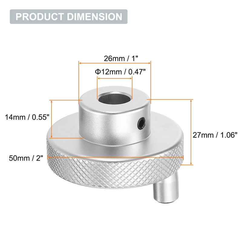 sourcing map Aluminum Alloy Handwheel 50mm OD 12mm Bore Lathe
