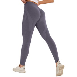 SEASUM Scrunch Butt Lifting Leggings for Women Seamless Workout Back Butt High Waisted Tummy Control Gym Yoga Pants Grey XL