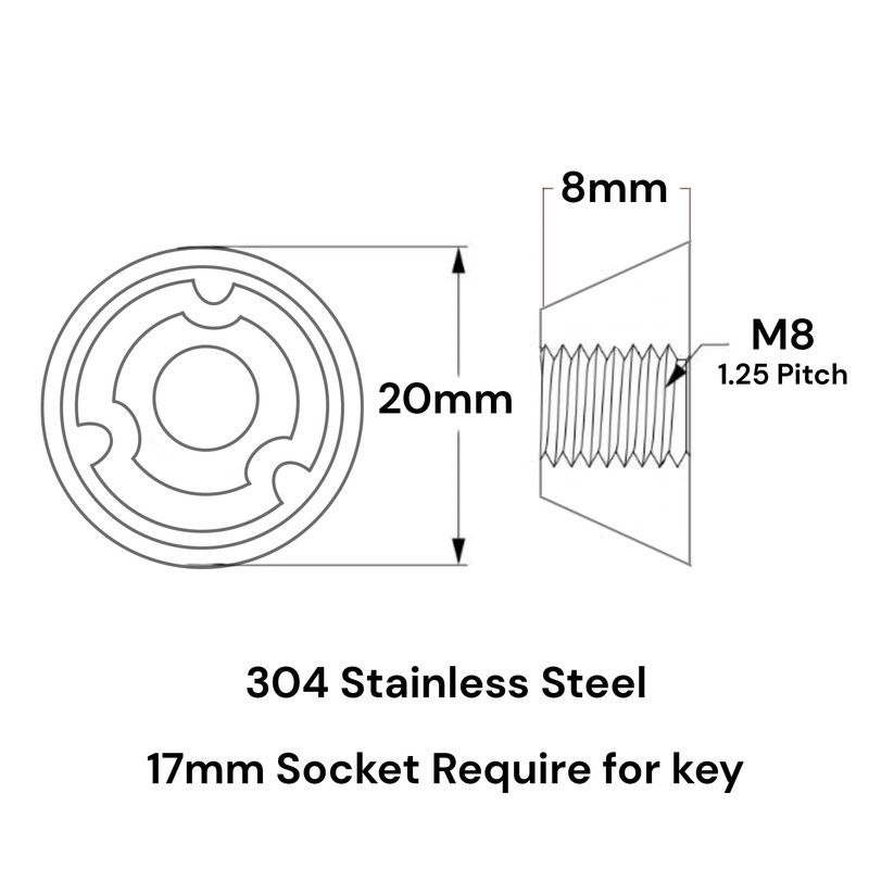 OG Secure | 3-Point Anti-Theft Tamperproof Security Nut Set (M8)