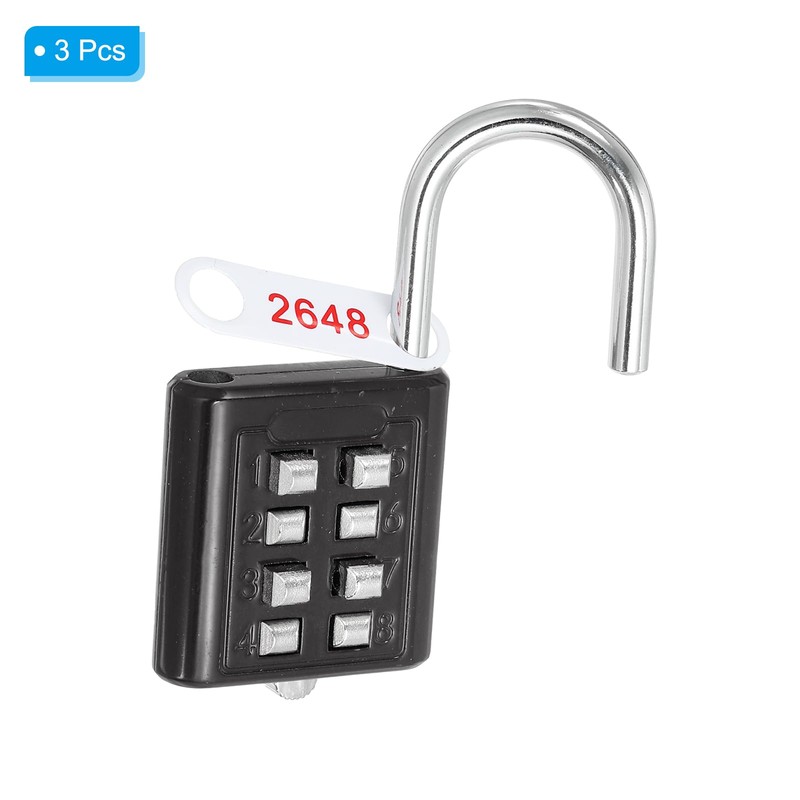 PATIKIL 8 Digit Button Combination Padlock, 3 Pack 4 Position