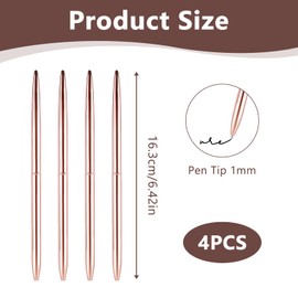 Hukneqn 4 PCS Rose Gold Pens, Nice Pens, Metal Ballpoint Rose Gold Pen, Smooth Writing, Metallic Ink, Ideal for Office, School, Teachers & Students, Stylish Gift for Professionals and Students