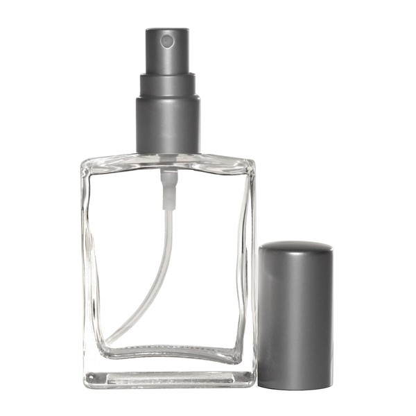 Riverrun Perfume Atomizer, Flat Glass Bottle, Matte Silver Fine Mist Sprayer 1/2 oz. 15ml (Set of 10)