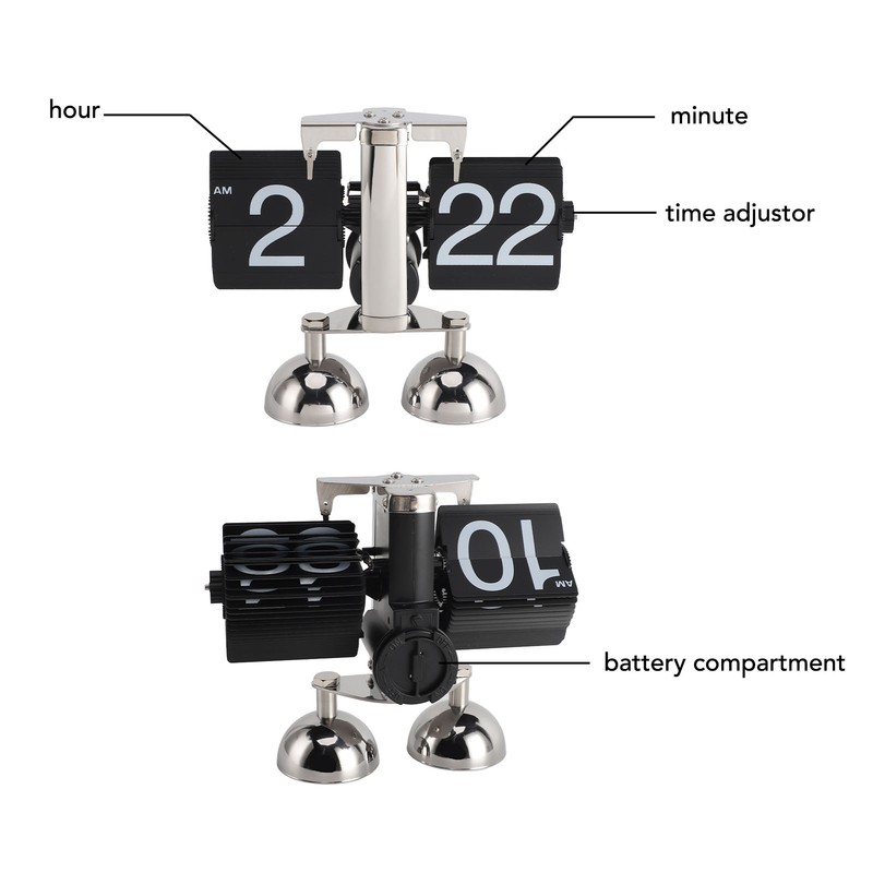 Retro Digital Flip Down Clock Flip Desk Clock Mechanical Battery