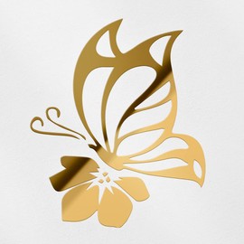 Transparent Decal Stickers of Symbol Butterfly Flower (Metallic Gold) Premium Waterproof Vinyl Decal Stickers for Laptop Phone Accessory Helmet Car Window Mug Tuber Cup Door Wal ANDstic077375GO040522