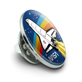 NASA Logo Over Space Shuttle with Rainbow Metal 0.75" Lapel Hat Pin Tie Tack Pinback