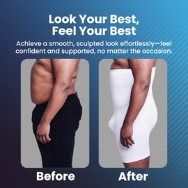 QORE LOGIQ Tummy Control Shapewear Compression Shorts, Waist Compression, Mens Shapewear Tummy Control, Girdles for Belly Fat & Shapewear for Men White