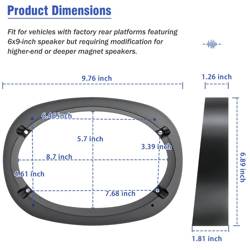 Jayubien 6x9 Speaker Spacer,Beveled Rear Dash Speakers Adapter