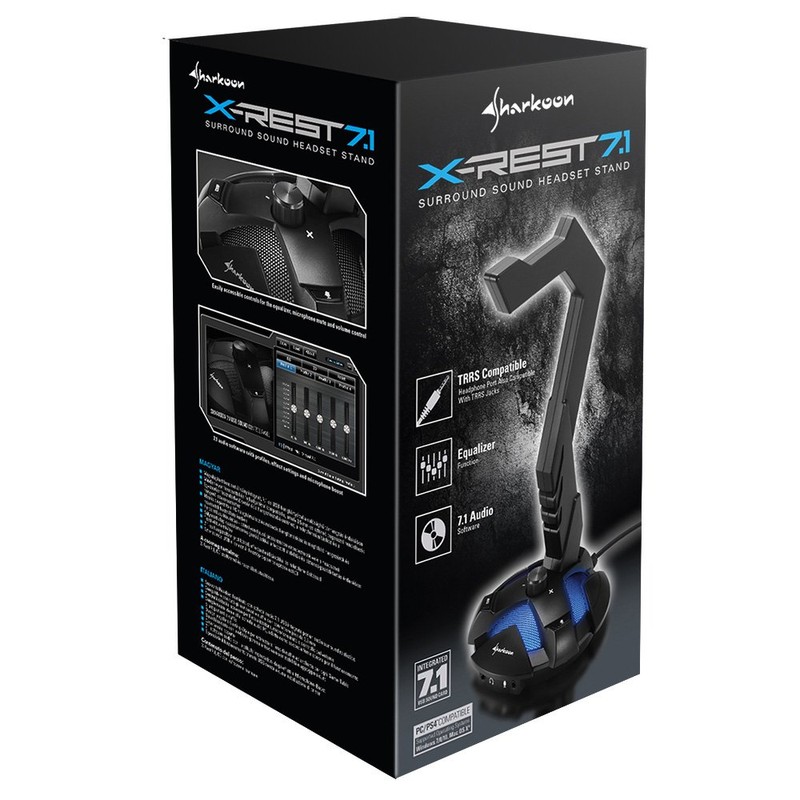 Sharkoon X-Rest 7.1 Surround Sound Headphones Stand Black