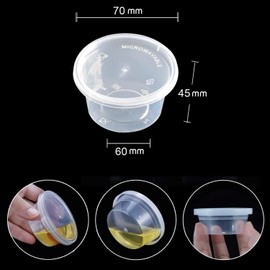 50 Pack Small Containers with Lids for Storage Slime Containers Sauce Pots Plastic Leakproof Food Cups for Jars, Dips, Salads, Chutney, Restaurants, Takeaway, Catering (4oz/100ml)