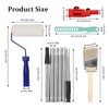 Les-Theresa Extendable Paint Brush Set, Paint Brush Extender Extension Pole