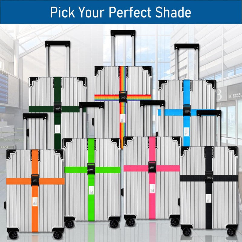 ViddVoom 2 Pack Luggage Straps with Combination Lock and Name