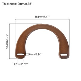 sourcing map U-Shaped Purse Handle, 2Pcs 7.17" Wooden Handbags Purse Handles Replacement for Handmade Bags Handbags Purse Making, Brown