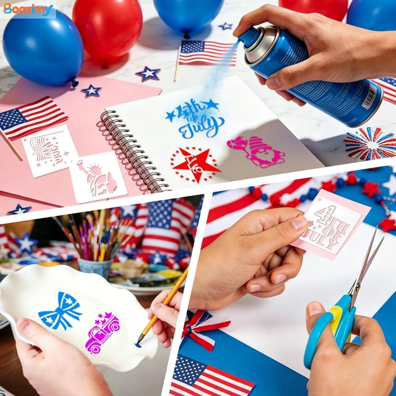 66 Pack Patriotic Stencils, 250 4th of July Stencils for