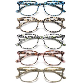 STASTEND 5 Pack Reading Glasses Blue Light Blocking for Women,Computer Readers with Spring Hinge (Multicolor-C6, 2, multiplier_x)