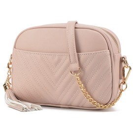 lola mae Quilted Crossbody Bag, Trendy Design Shoulder Purse, Blush Light, S