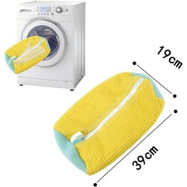 Fluffy Fibers 360° Wrap-Around Shoe Cleaning Bag - Reusable Washer for All Shoe Types and Sizes (Yellow 1PCS)