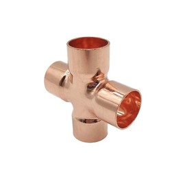 Brass 4 Way Pipe Fitting 4 Way Welding Copper End Feed Equal Pipe Connector for Plumbing Air Conditioning Refrigeration Gas Water Oil (28MM)