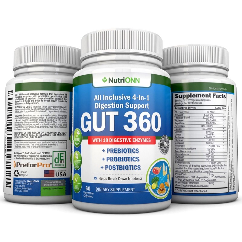 GUT 360 – Probiotics, Prebiotics & Postbiotics with Digestive Enzymes