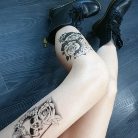 6 Types Fashion Tattoo Stickers: Skull, Rose, Tiger, Chandelier Designs Tattoo Purple Rose 5ea