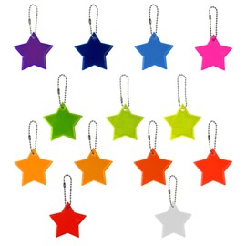 MAXQUU Pack of 13 Colourful Reflective Star Pendants, Children's Reflective Sheet Set, Key Chain for Children, Reflective Pendant, Luminous Pendant for School Cone