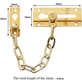 TERF® Heavy Duty Door Chain Polished Brass Internal and External Front and Back Door Restriction Limiter Security Lock Safety Guard Chain for Wooden and uPVC Doors - Pack of 2
