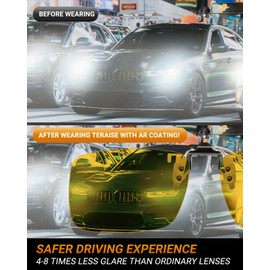 TERAISE Polarised Sunglasses Clip Over Glasses Anti-Glare UV400 Clip On Sunglasses for Men Women Driving, Yellow-upgrade flip