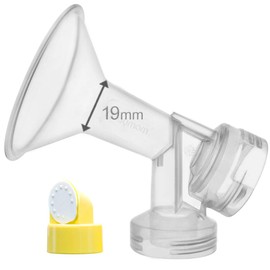 One-Piece Breastshield (19 mm, Extra Small) w/ Valve, Membrane for Medela Breast Pumps (Pump in Style, Lactina, Symphony, Single Deluxe, Double Ease, Manual); Smaller Than Medela Personalfit 21 mm Breastshield; Made by Maymom by Maymom