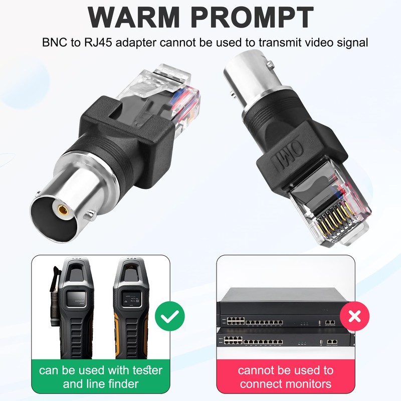MEIRIYFA BNC to RJ45 Ethernet Adapter,BNC Female to RJ45 Male