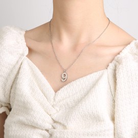 HZMAN Womens Stainless Steel Number 0-9 Charms Pendant Necklace 2 Colors Gold Silve, standard, Stainless Steel, No Gemstone