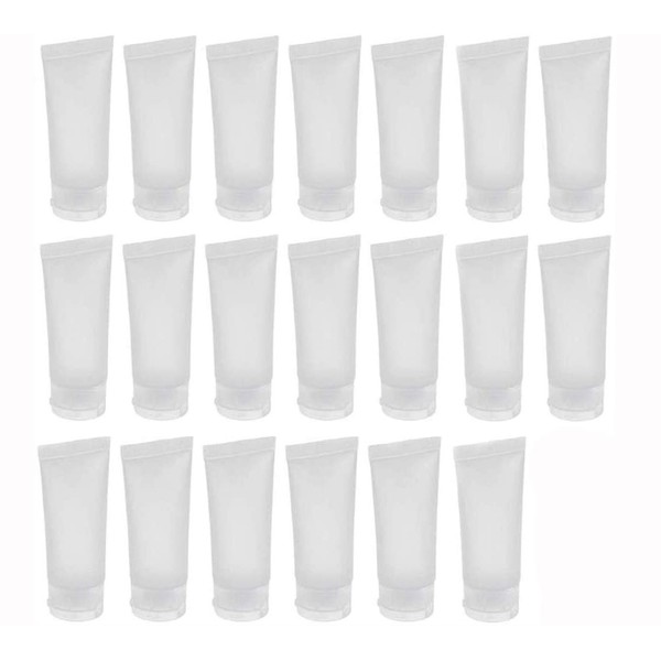 Pack of 20 Clear Empty Refillable Plastic Soft Tubes Cosmetic Sample Bottles Glasses Makeup Travel Container for Lip Balm (100 ml)