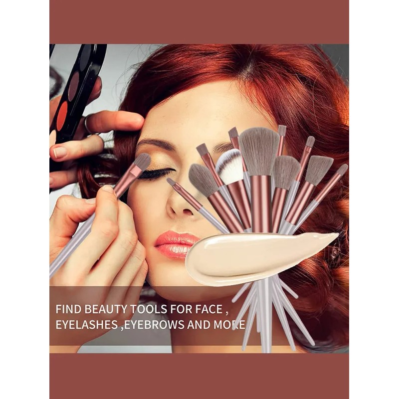 Set Brochas De Maquillaje 13 Pzs Profesional+bolsa Brocha Color Púrpura