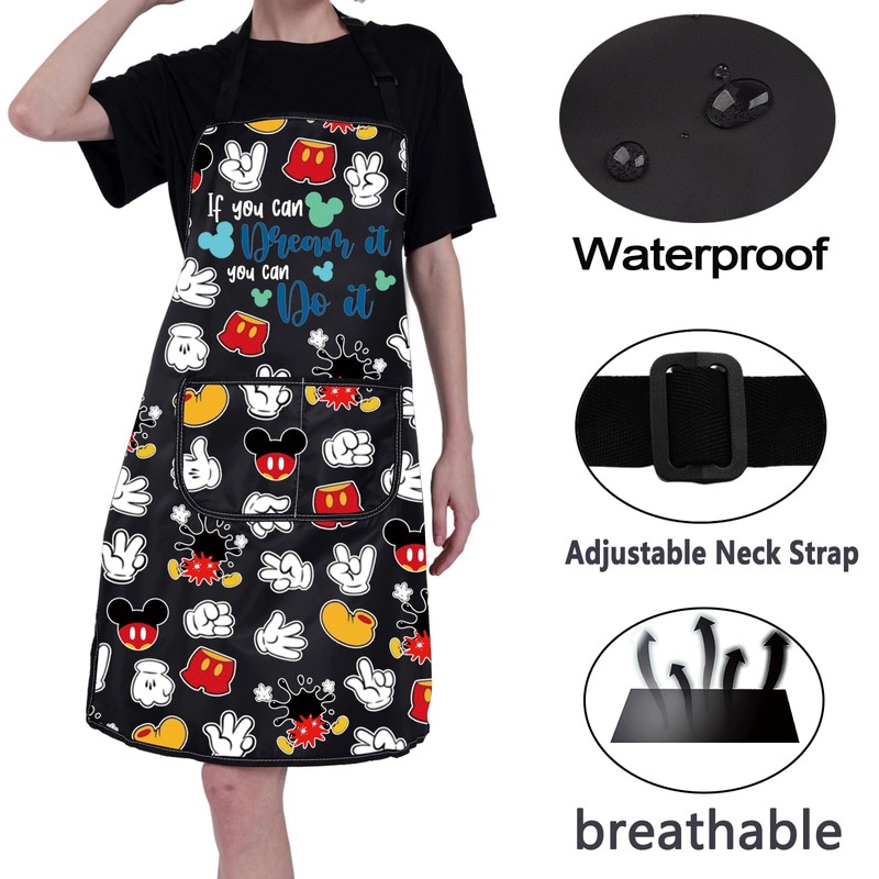 CMNIM Cartoon Mouse Aprons Mouse Cooking Aprons with Pockets Colorful