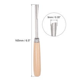 uxcell Wood Chisels Carving Knife, 10mm Chrome Plated 45# Carbon Steel Straight Half-round Tip Woodworking Hand Tool Graver 165mm (6.5-Inch) Length