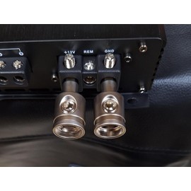 Heavy-Duty Brass Amp Input Reducers (1/0 AWG to 4 AWG) - Set of 2 with Heat Shrink Tubing for Car Audio Accessories