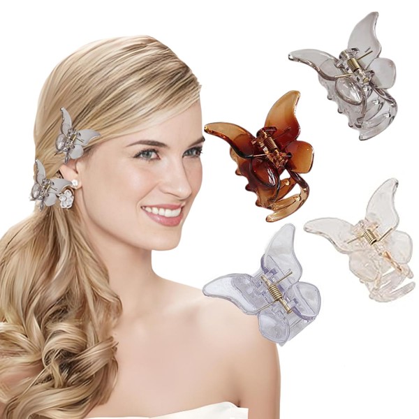 UQMIQURA 4 Stück Schmetterling Haarklammer Klein, Haarklammer Schmetterling für Frauen,