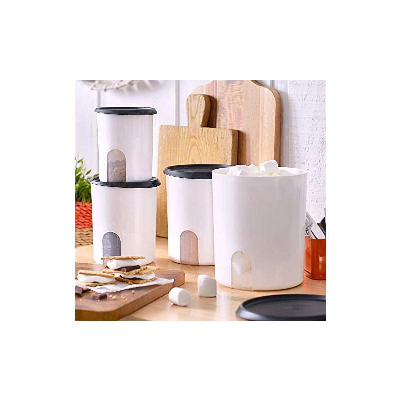 Tupperware One Touch Reminder Canisters, Set of 4, Black