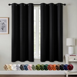 MIULEE Black Blackout Curtains for Bedroom Living Room 63 Inches Long 2 Panels, Thermal Insulated Room Darkening Drapes Solid Grommet Top Noise Reduction Light Blocking Window Treatments 40x63 Inch