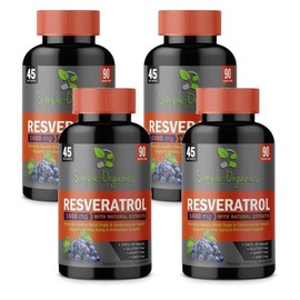 Simple Organics Resveratrol 1600mg 90 tablets, 4 pieces / 심플오가닉스 레스베라트롤 1600mg 90정, 4개