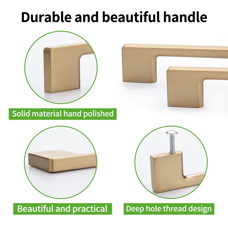 TUNNY 10 Pack Classic Cabinet Handles-3.8"/96mm Screw Spacing Champagne Bronze
